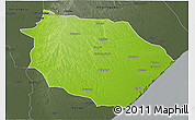 Physical 3D Map of Muanza, darken, semi-desaturated