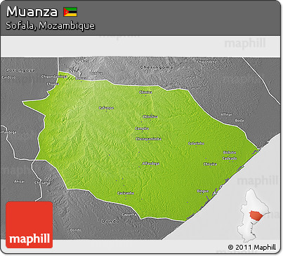 Physical 3D Map of Muanza, desaturated