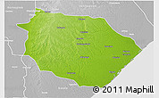 Physical 3D Map of Muanza, lighten, desaturated
