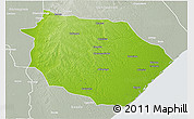 Physical 3D Map of Muanza, lighten, semi-desaturated