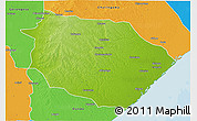 Physical 3D Map of Muanza, political outside