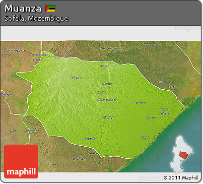 Physical 3D Map of Muanza, satellite outside