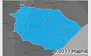 Political 3D Map of Muanza, darken, desaturated