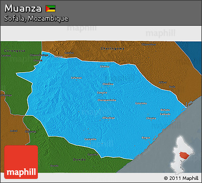 Political 3D Map of Muanza, darken