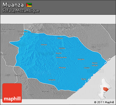 Political 3D Map of Muanza, desaturated