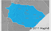Political 3D Map of Muanza, desaturated