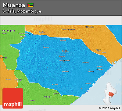 Political 3D Map of Muanza