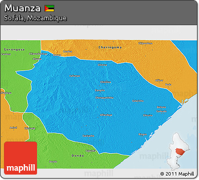 Political 3D Map of Muanza