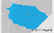 Political 3D Map of Muanza, lighten, desaturated