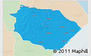 Political 3D Map of Muanza, lighten
