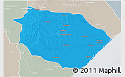 Political 3D Map of Muanza, lighten, semi-desaturated