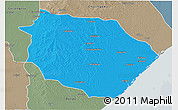 Political 3D Map of Muanza, semi-desaturated