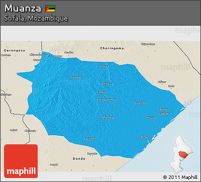 Political 3D Map of Muanza, shaded relief outside