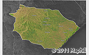 Satellite 3D Map of Muanza, darken, desaturated
