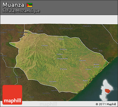 Satellite 3D Map of Muanza, darken