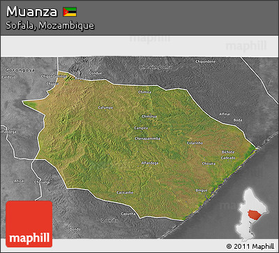 Satellite 3D Map of Muanza, desaturated
