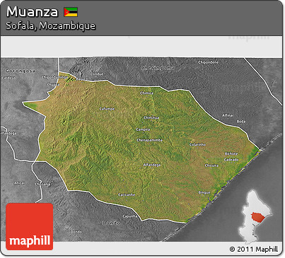 Satellite 3D Map of Muanza, desaturated