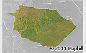 Satellite 3D Map of Muanza, lighten, desaturated
