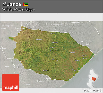 Satellite 3D Map of Muanza, lighten, semi-desaturated