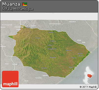 Satellite 3D Map of Muanza, lighten, semi-desaturated