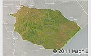 Satellite 3D Map of Muanza, lighten, semi-desaturated