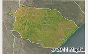 Satellite 3D Map of Muanza, semi-desaturated