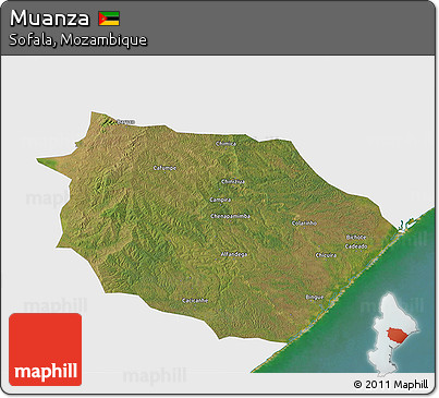 Satellite 3D Map of Muanza, single color outside