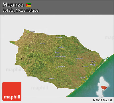 Satellite 3D Map of Muanza, single color outside