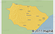 Savanna Style 3D Map of Muanza, single color outside