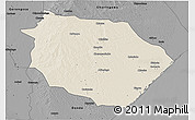 Shaded Relief 3D Map of Muanza, darken, desaturated