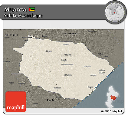 Shaded Relief 3D Map of Muanza, darken