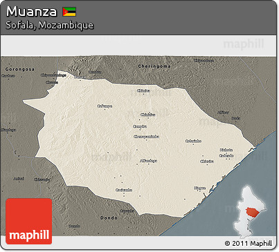 Shaded Relief 3D Map of Muanza, darken