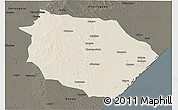 Shaded Relief 3D Map of Muanza, darken