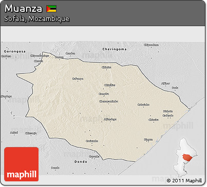 Shaded Relief 3D Map of Muanza, desaturated