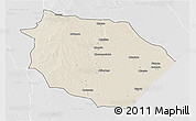 Shaded Relief 3D Map of Muanza, lighten, desaturated