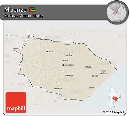 Shaded Relief 3D Map of Muanza, lighten