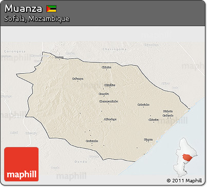 Shaded Relief 3D Map of Muanza, lighten