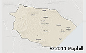 Shaded Relief 3D Map of Muanza, lighten, semi-desaturated