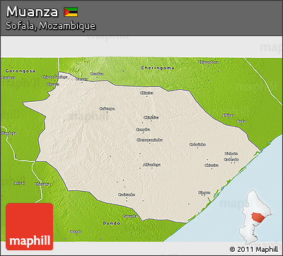 Shaded Relief 3D Map of Muanza, physical outside