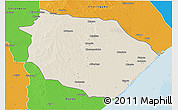 Shaded Relief 3D Map of Muanza, political outside