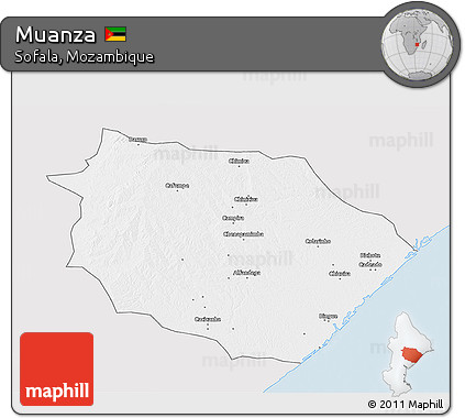Silver Style 3D Map of Muanza, single color outside