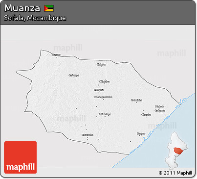 Silver Style 3D Map of Muanza, single color outside
