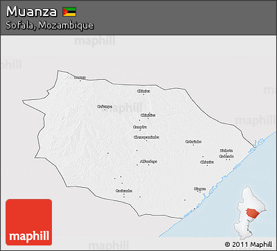 Silver Style 3D Map of Muanza, single color outside
