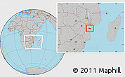 Gray Location Map of Muanza, within the entire country