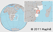Gray Location Map of Muanza, highlighted country, within the entire country