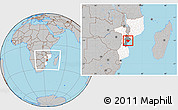 Gray Location Map of Muanza, highlighted country, highlighted parent region, within the entire country