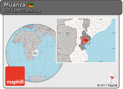 Gray Location Map of Muanza, highlighted country, highlighted parent region