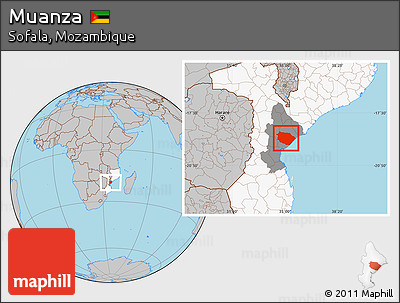 Gray Location Map of Muanza, highlighted country, highlighted parent region