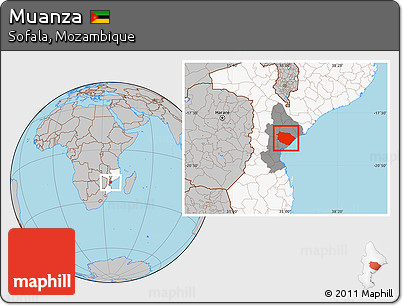 Gray Location Map of Muanza, highlighted country, highlighted parent region