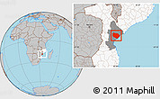 Gray Location Map of Muanza, highlighted country, highlighted parent region
